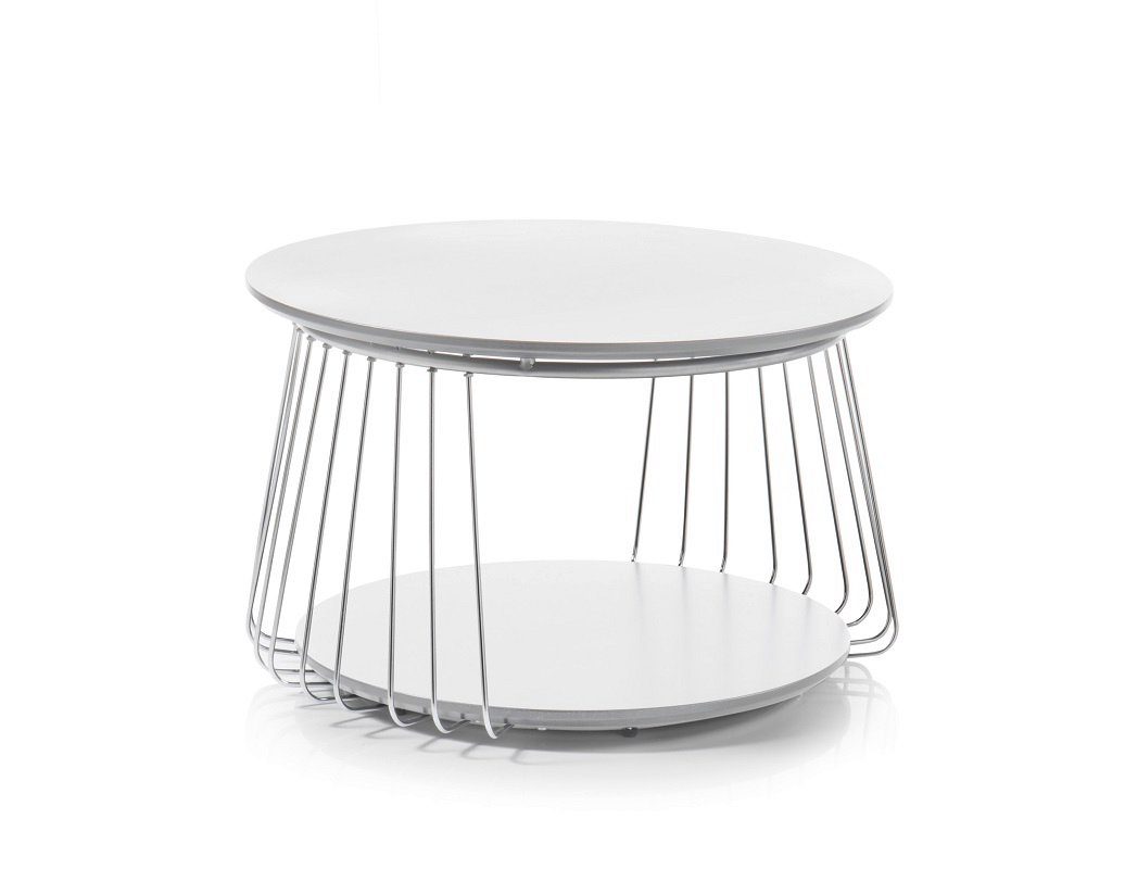 Couchtisch Couchtisch Vilnius rund, Ø70, weiß matt / Chromfarben