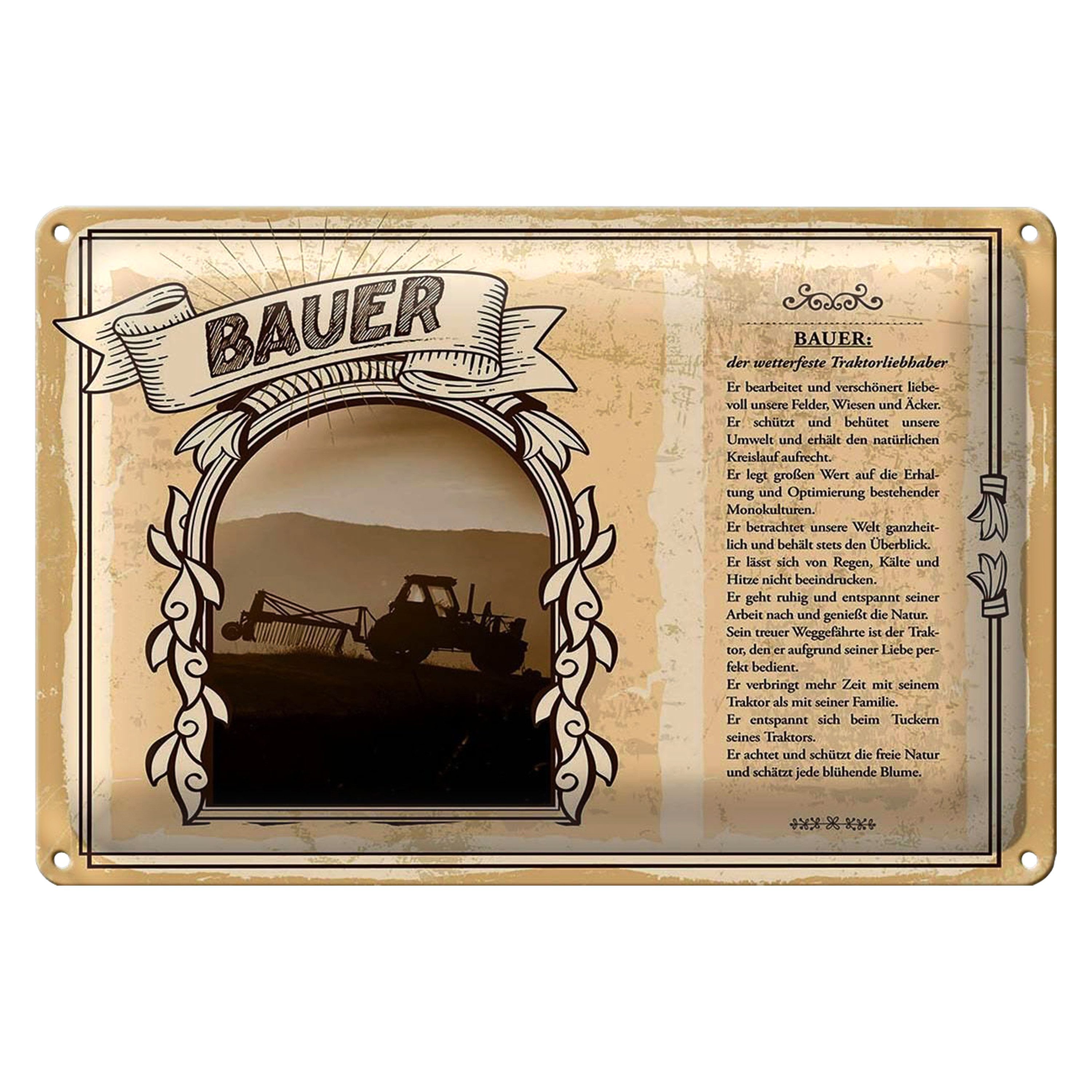 Roomando Metallschild Berufe 18x12cm Bauer wetterfest Traktorliebhaber