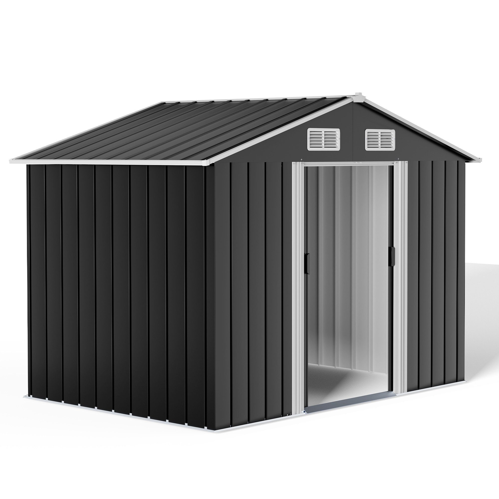 AMERLIFE Gerätehaus Metall-Gartenhaus, Lagerhaus & Gartenschuppen mit Schiebetür, BxT: 196x132 cm, (1 St), stabiler Metall-Geräteschrank, Wetterschutz, 196x132x187cm