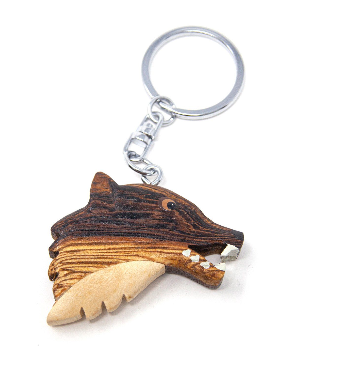 - Cornelißen Schlüsselanhänger Schlüsselanhänger Wolfskopf Holz aus