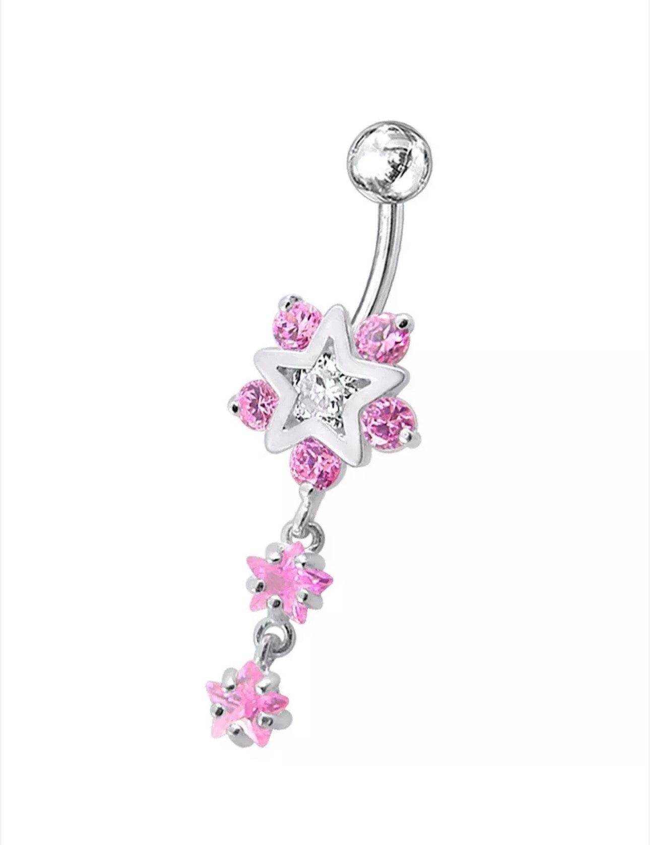 Karisma Schmuck Bauchnabelpiercing Silber 925 3 Sterne Nabel Stecker Anhänger Zirkonia