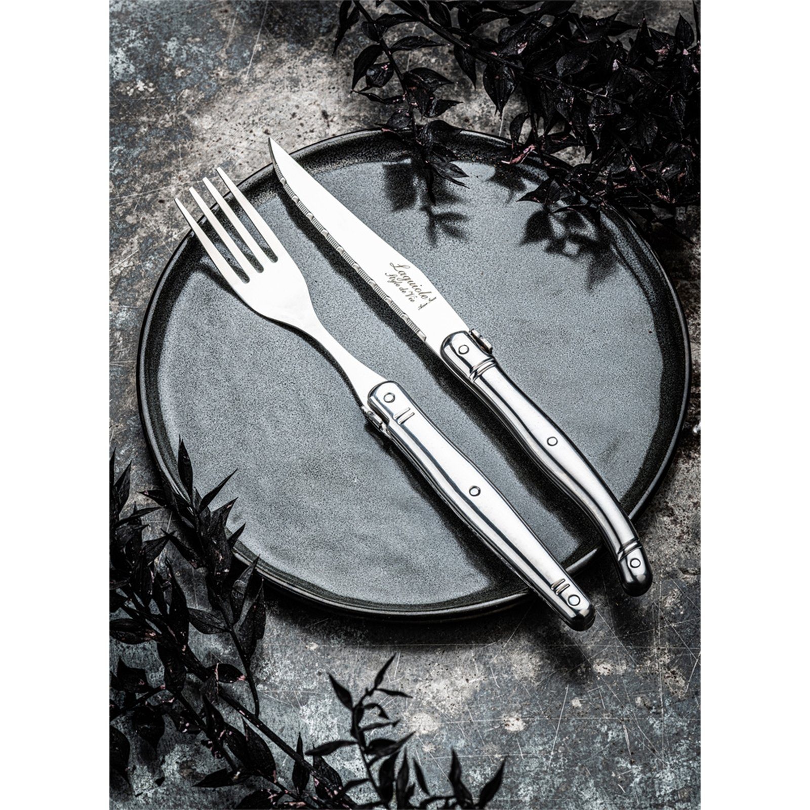 Laguiole Style de Vie Besteck-Set LAGUIOLE GABEL-SET "PREMIUM LINE", Edelstahl, 6 Gabeln, Edelstahl, Edelstahl