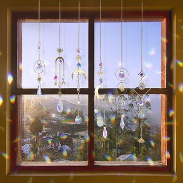 HYTIREBY Hängedekoration Sonnenfänger Kristall Fenster Suncatcher (SET, 6 St), Fenster deko hängend kristall für Garten, 6 Stück