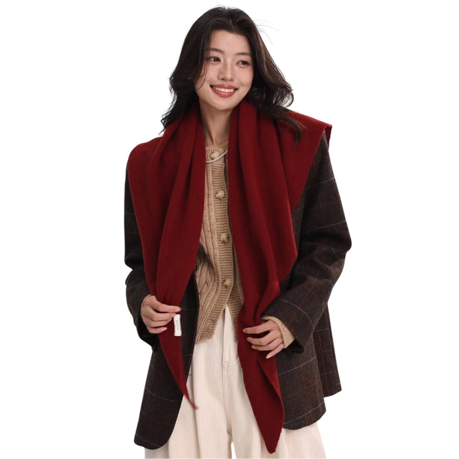 Refttenw Dreieckstuch 100% Wolle Damen Dreiecksschal, Warm Weich Unifarben günstig online kaufen