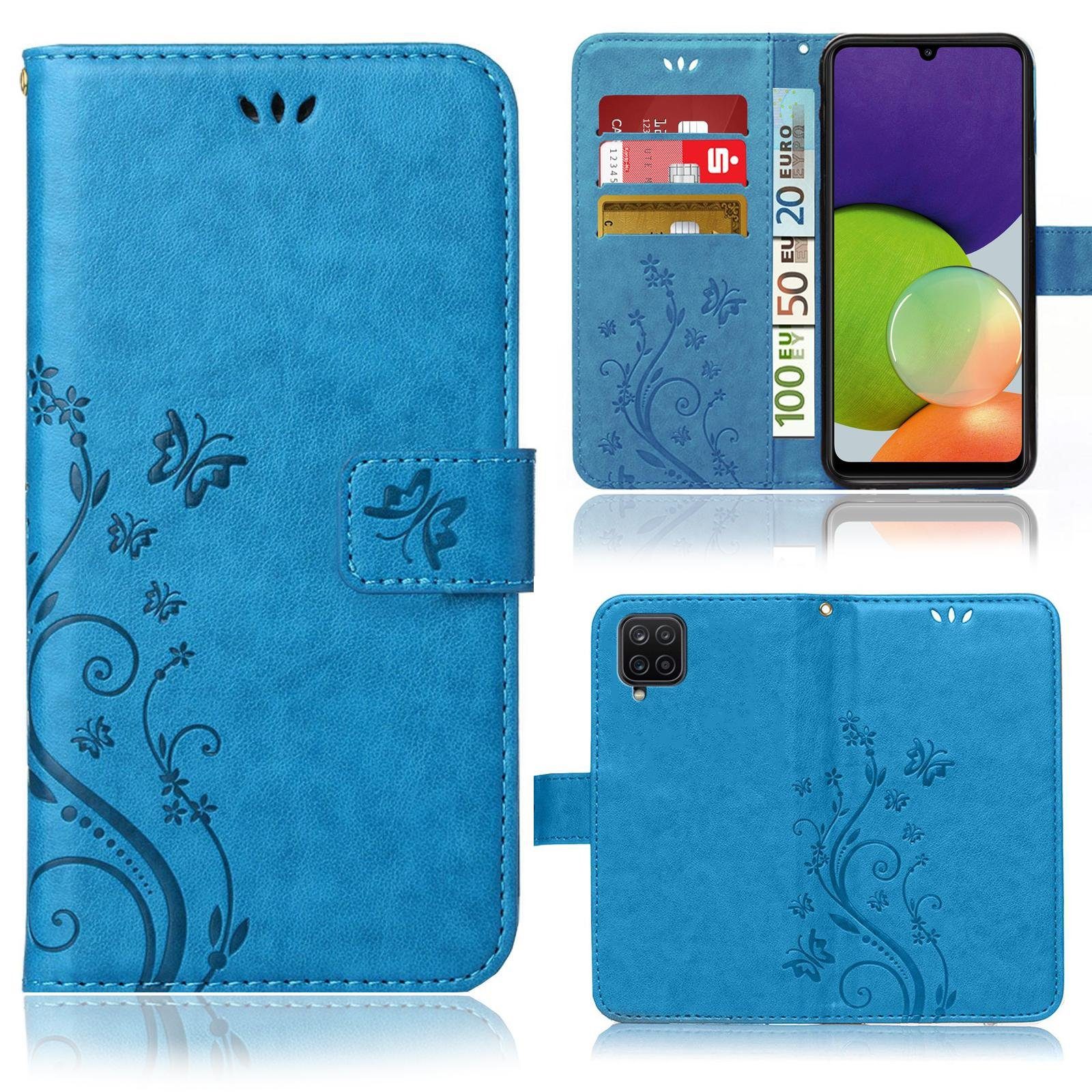 Numerva Handyhülle Bookstyle Flower Handytasche für Samsung Galaxy A22 / A22 5G, Klapphülle mit Blumenmuster Flip Cover