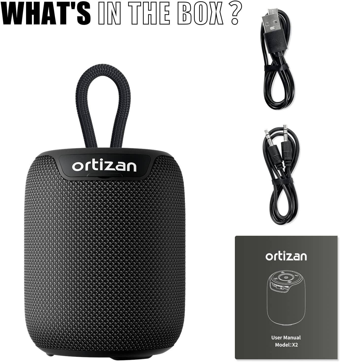 Ortizan Stereo Wasserdicht, Bass Lautsprecher W, IPX7 Bluetooth mit 15 (Bluetooth, Minuten 1000 Akku) 5.3, Intensiver