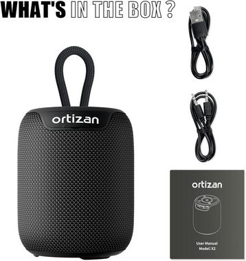 Ortizan Stereo Lautsprecher (Bluetooth, 15 W, mit IPX7 Wasserdicht, Bluetooth 5.3, Intensiver Bass 1000 Minuten Akku)
