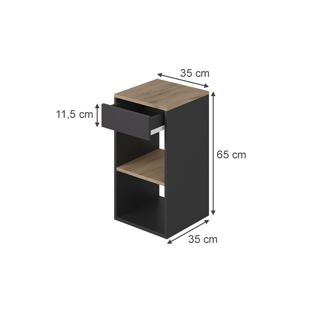 Vicco Nachtschrank Dany, Anthrazit/Goldkraft Eiche, 2er günstig online kaufen