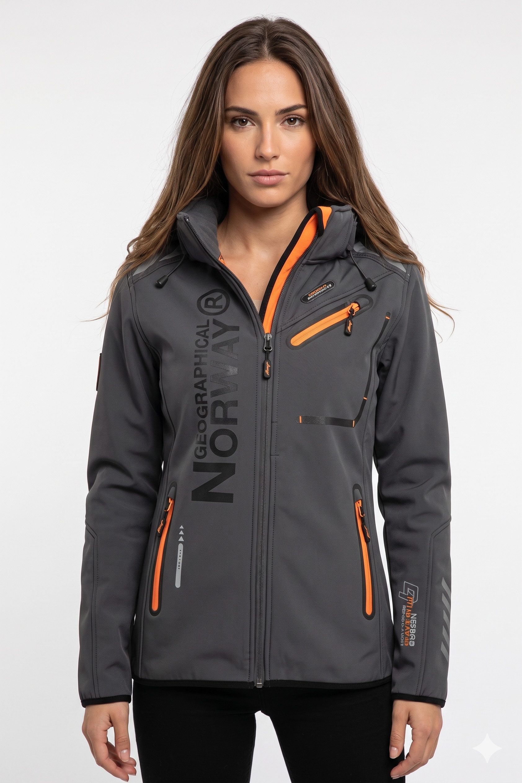 Geographical Norway Softshelljacke Damen Leichte Übergangsjacke mit Kapuze, wasserabweisend, Gr. S–XXL