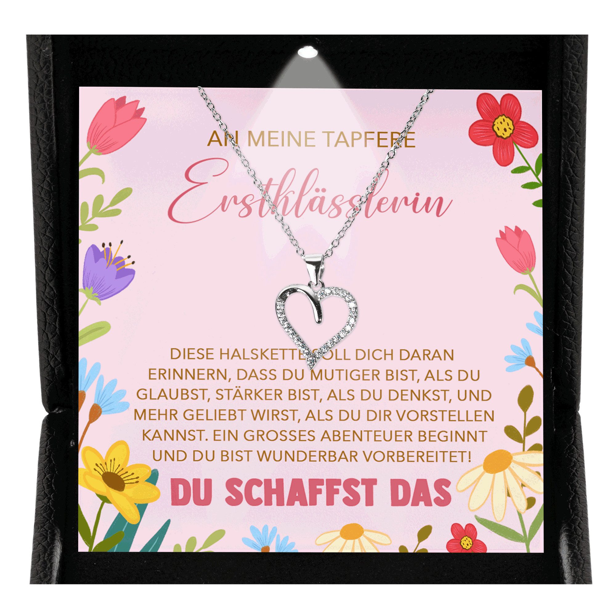 22Feels Schmuckset Mädchen Einschulung Geschenk Schmuck 1. Klasse Schulanfang Halskette, Silber 925/000, Geschenkset Made In Germany, Premium Licht Etui