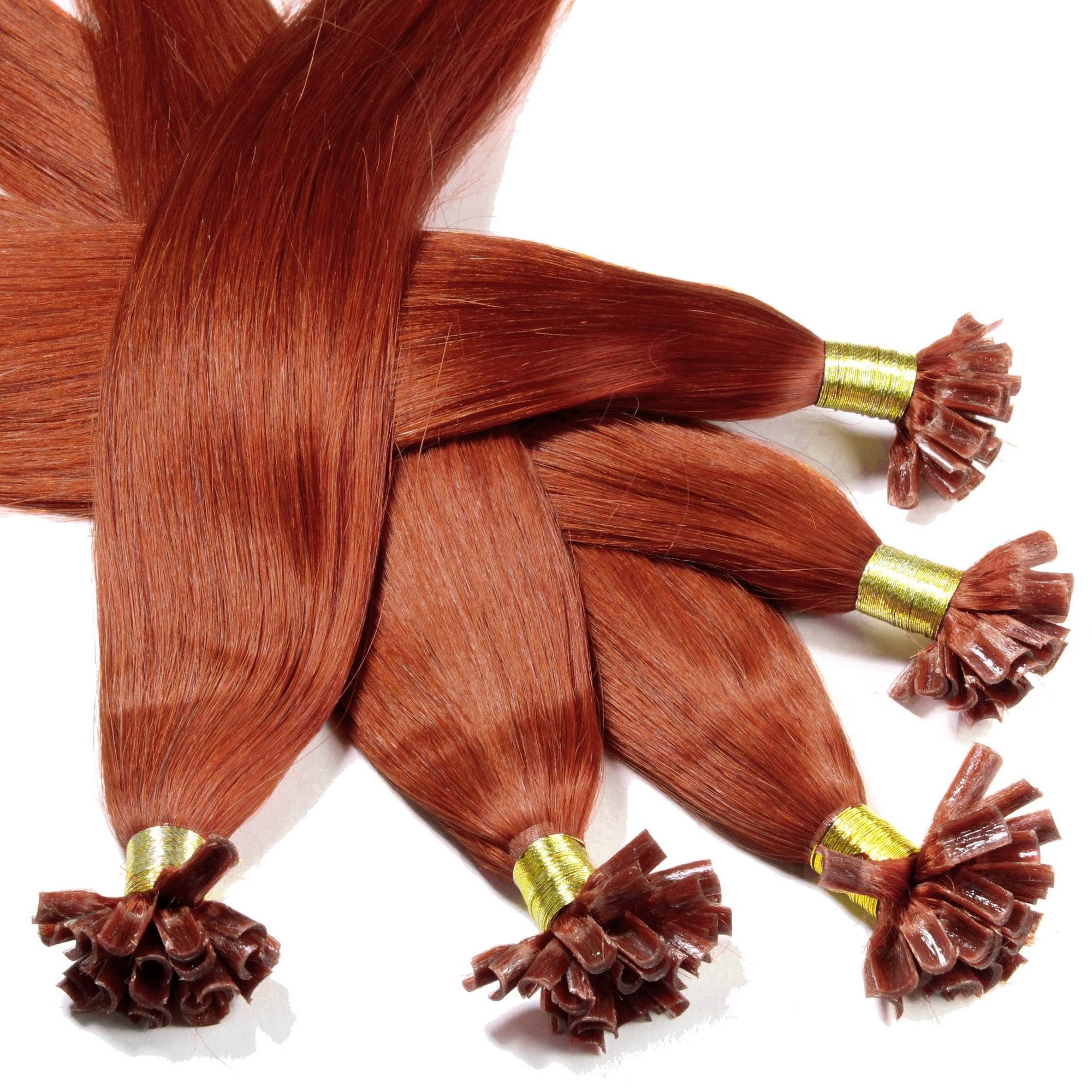 hair2heart Echthaar-Extension Bonding Extensions - glatt #8/43 Hellblond Rot-Gold 0.5g 30cm
