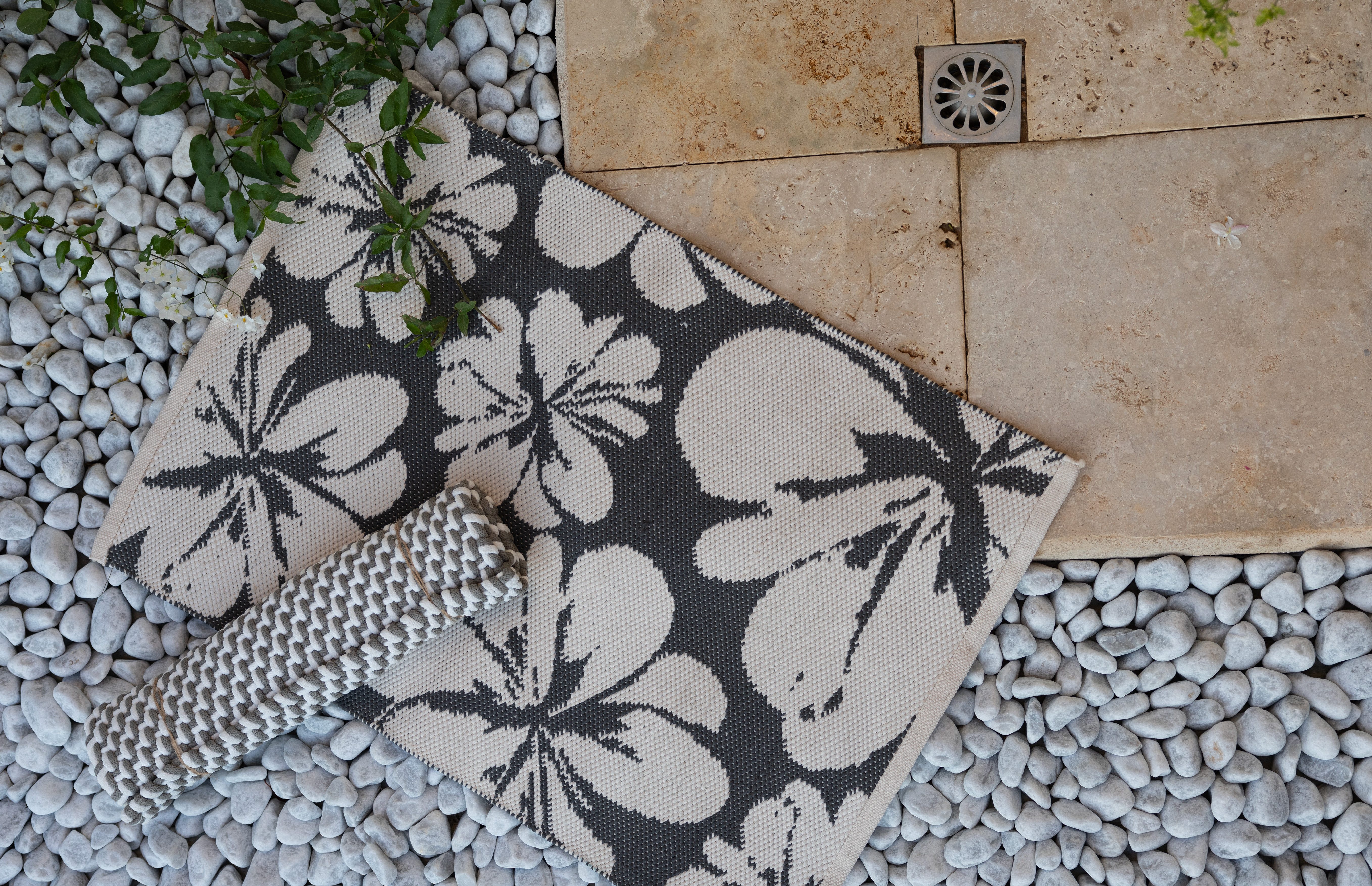 PAD Fußmatte BLOOM, rechteckig, Höhe: 12 mm, Schmutzfangmatte, handgewebt, Blumen Muster, In- und Outdoor geeignet