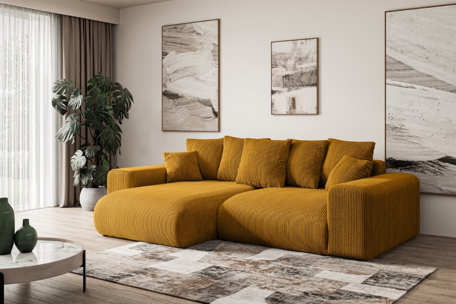 ALTDECOR Ecksofa ESKAR-L, Couch mit Schlaffunktion, Wohnzimmer - Wohnlandschaft, Corner Sofa Bett Eckcouch Couch L-Form Schlafcouch Ausziehbar