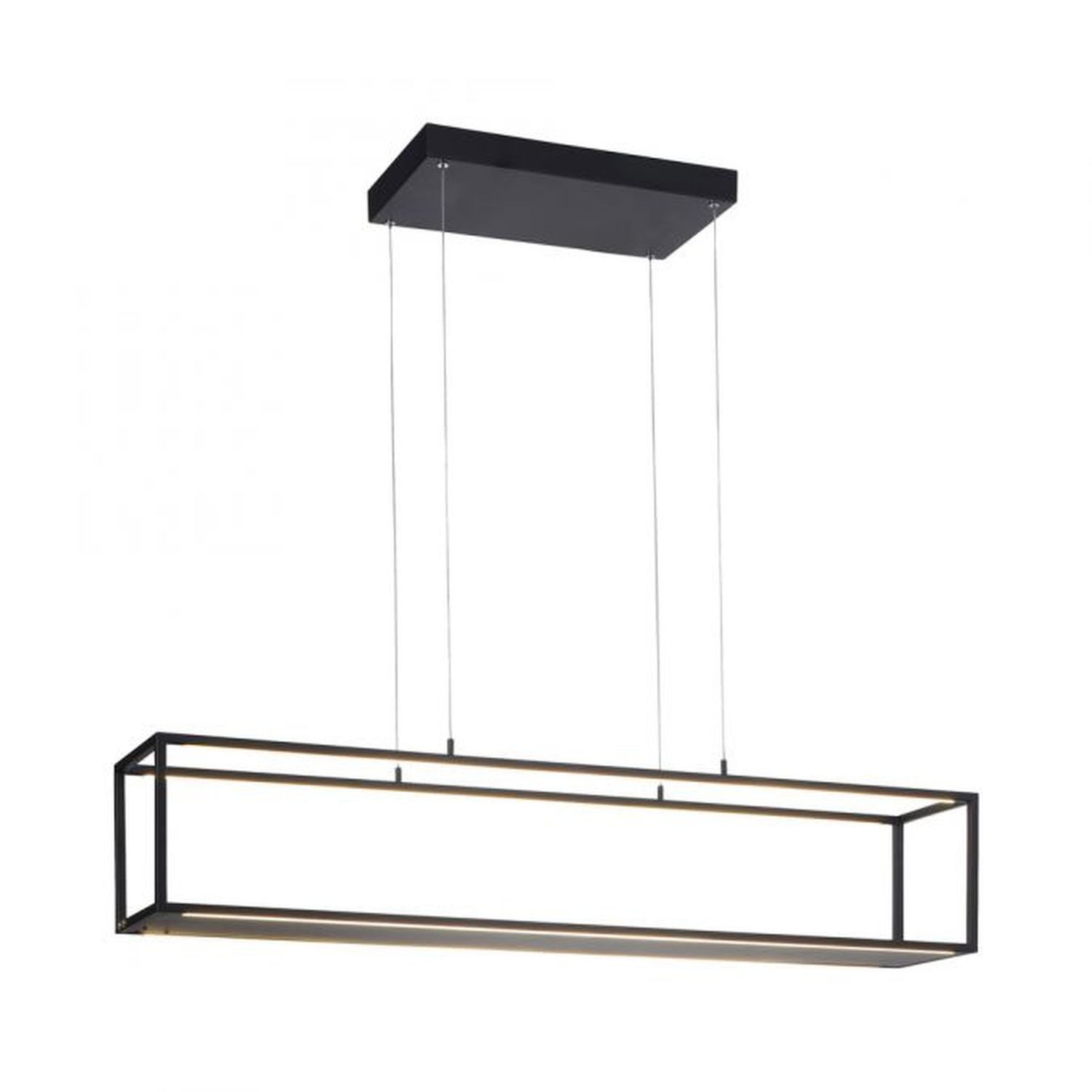 Licht-Erlebnisse Pendelleuchte VASSIS, LED fest integriert, Warmweiß, Metall LED mit Dimmer Touch Funktion H: max. 120 cm Schwarz eckig