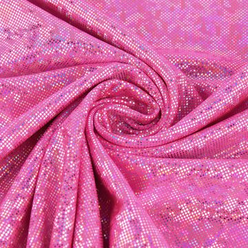 SCHÖNER LEBEN. Stoff Jerseystoff Stretch Jersey Glitzer holografisch uni pink 1,5m Breite, mit Metallic-Effekt