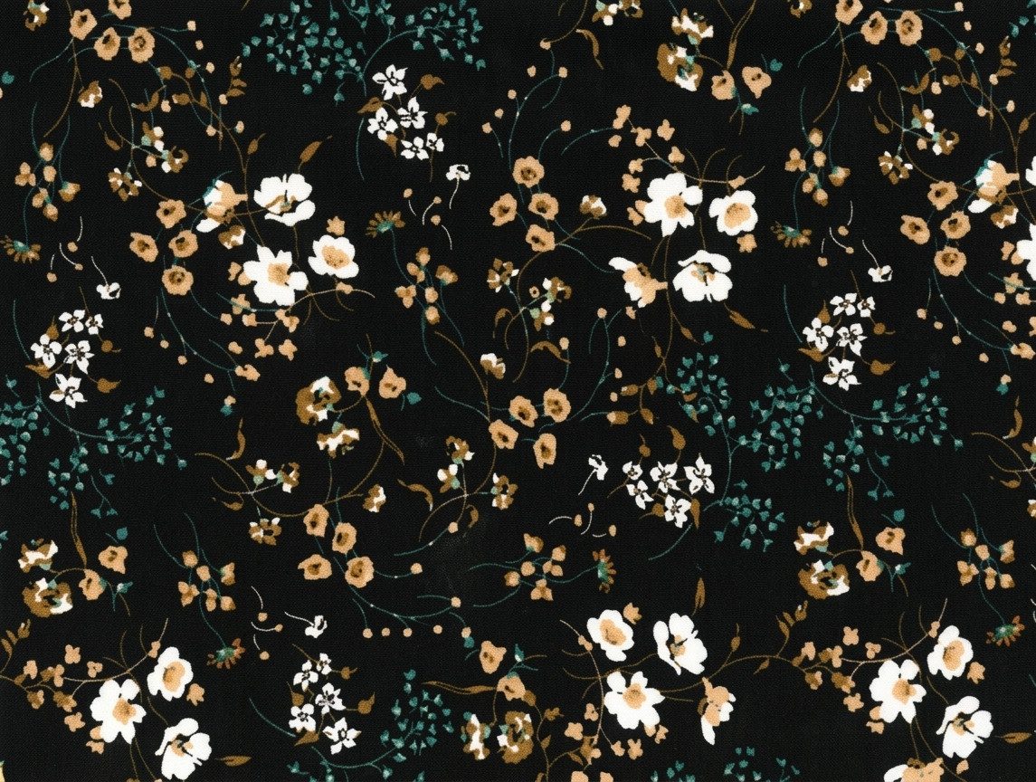 larissastoffe Stoff Viskose Jersey Stoff Meterware Blumen Blüten schwarz Carla, Meterware, 50 cm x 150 cm