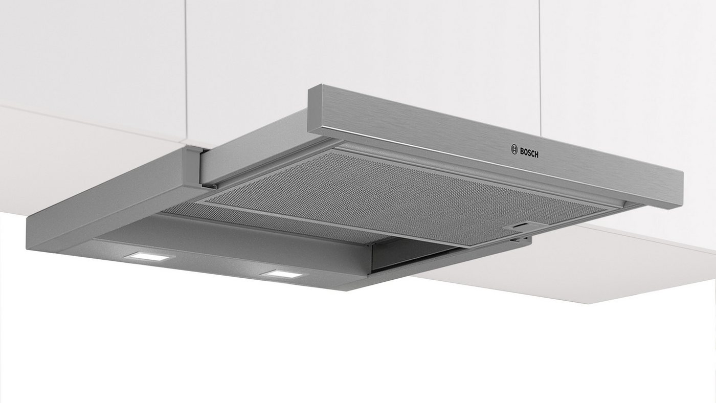 BOSCH Flachschirmhaube DFL063W57 Serie Serie 2 Helle LED-Beleuchtung & einfach zu reinigender Metall-Fettfilter