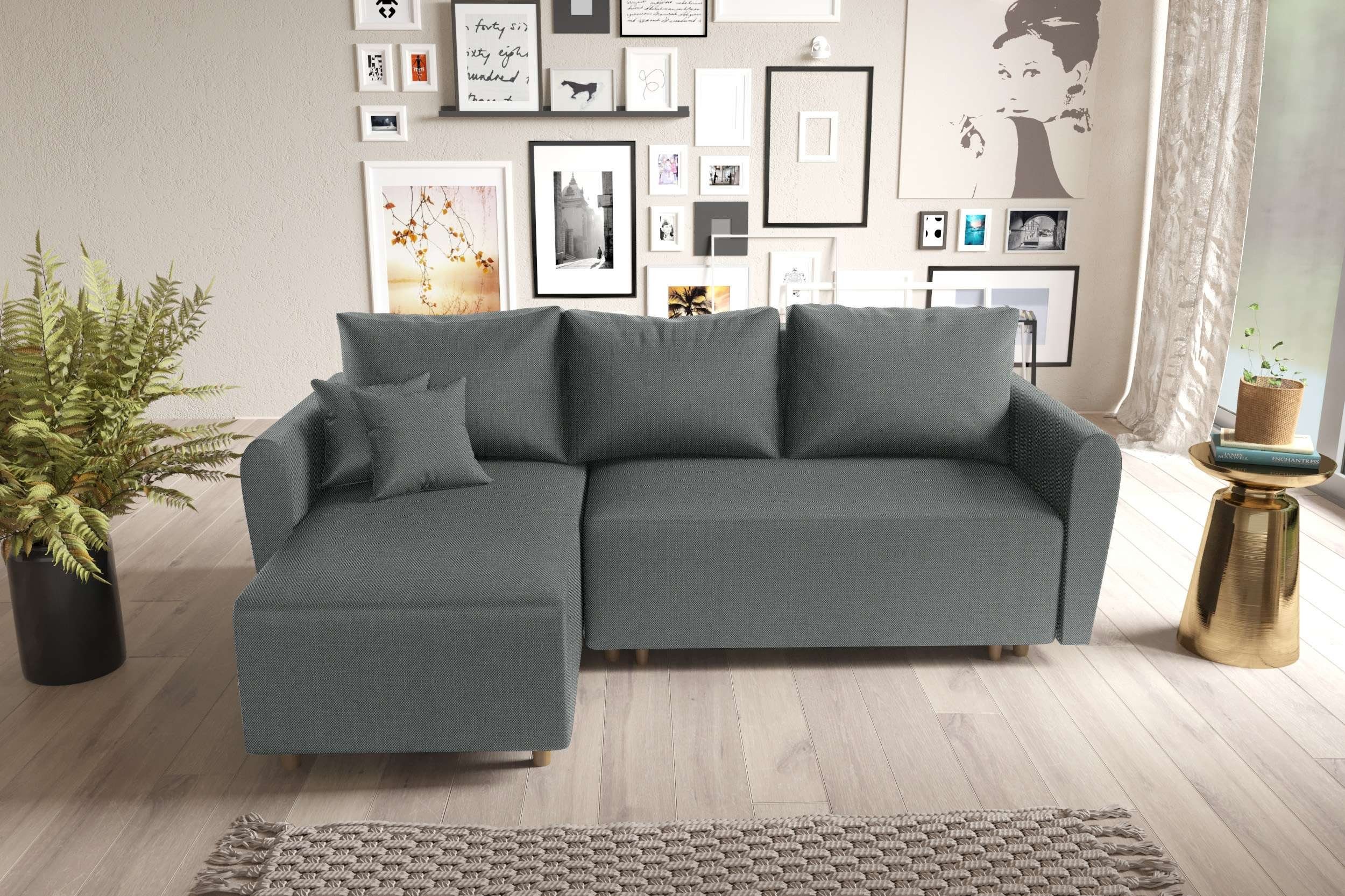 99rooms Ecksofa Bonna, L-Form, Eckcouch, mit Bettfunktion, Bettkasten, Ottomane links oder rechts bestellbar