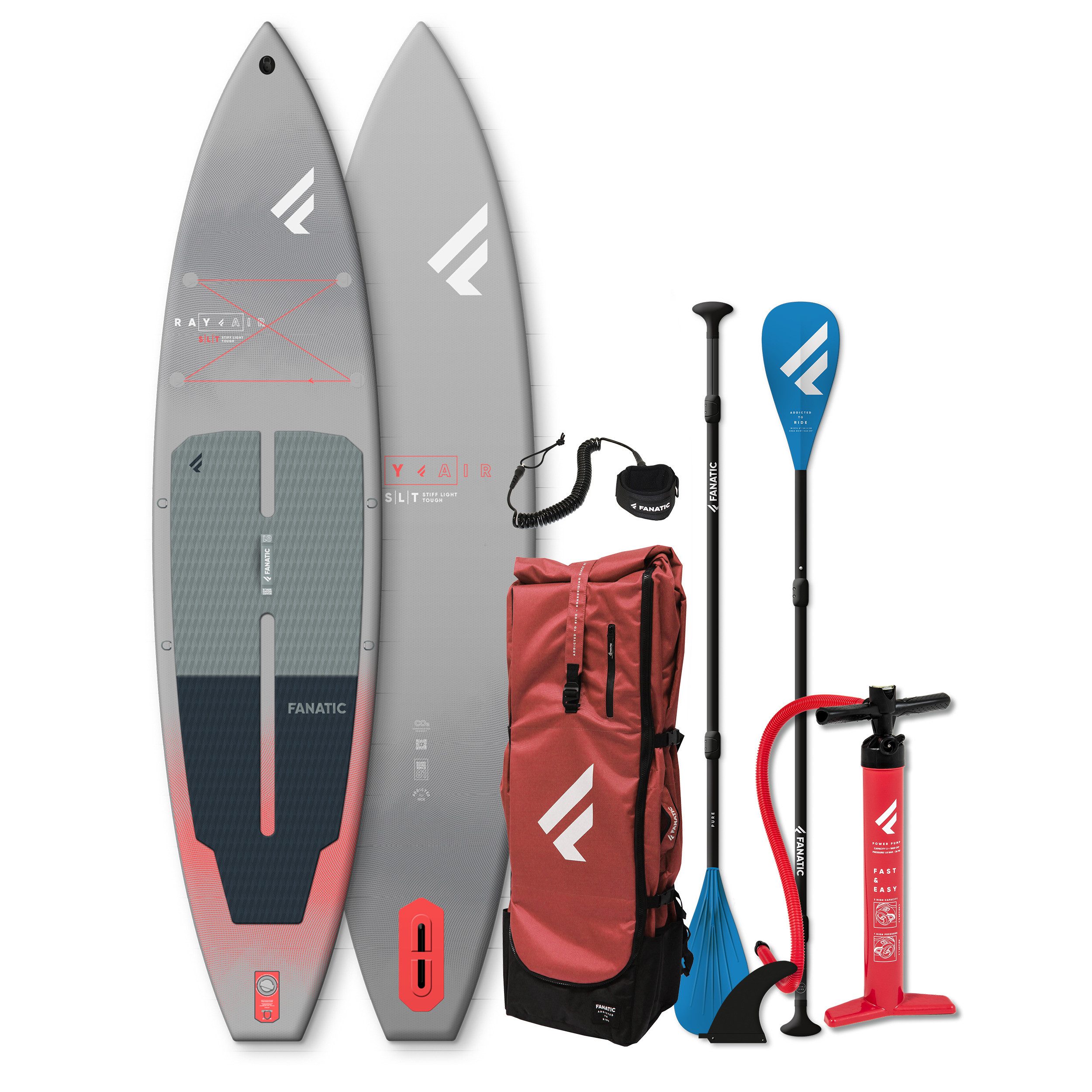 Fanatic SUP-Board Fanatic Ray Air SLT iSUP Package Touring Surf Stand UP Paddle Board