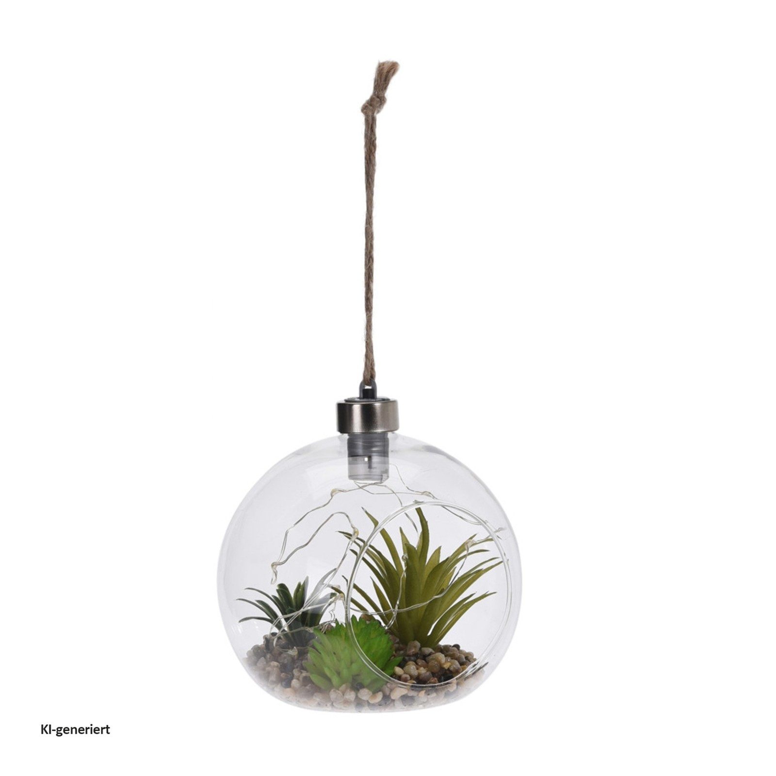 Koopman LED Dekolicht Leuchtdeko zum Hängen LED, LED, Glaskugel mit künstlichen Tillandsien und Lichterkette