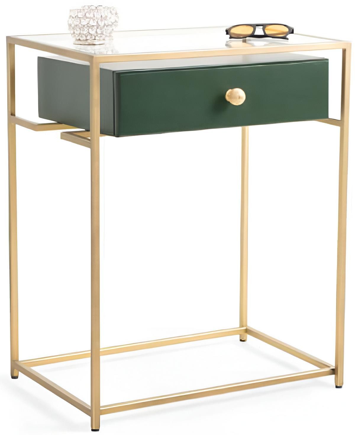 JVmoebel Konsolentisch JVMoebel Konsolentisch mit grüner Schublade und goldfarbenem Rahmen (Packung, Konsolentische), Made in Europa