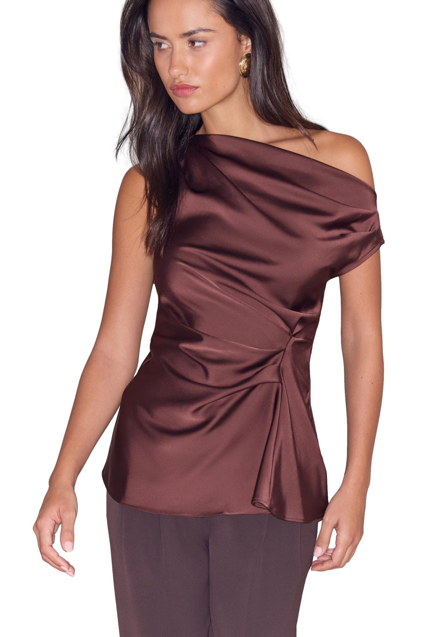 LIPSY One-Shoulder-Top Lipsy einschulteriges, drapierte Satinoberteil (1-tlg)