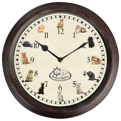 Esschert Design BV Wanduhr Uhr mit Katzengeräuschen