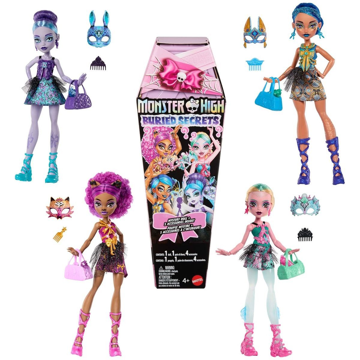 Mattel® Stehpuppe MattelHYV64sort.-MonsterHigh-Buried Secrets-1MysteryPuppe&Zubehör,ver