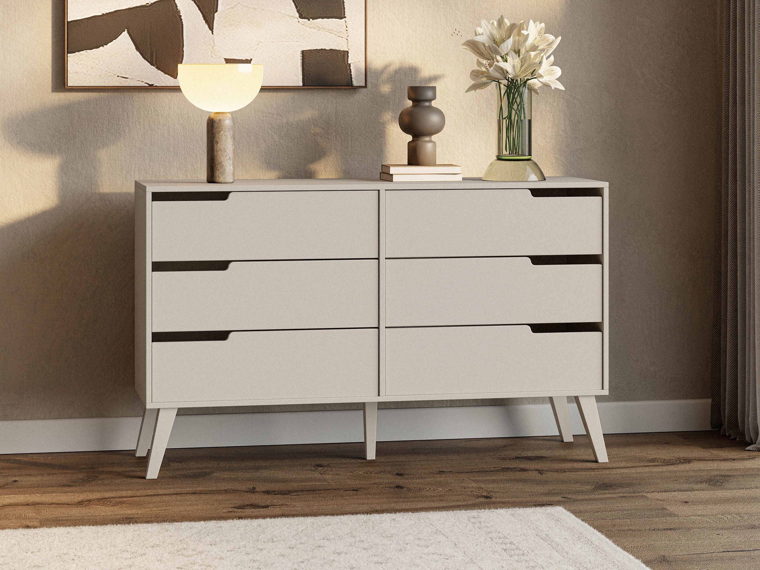 MIRJAN24 Kommode Nordelo 6S (mit sechs Schubleden), 137x40x80 cm