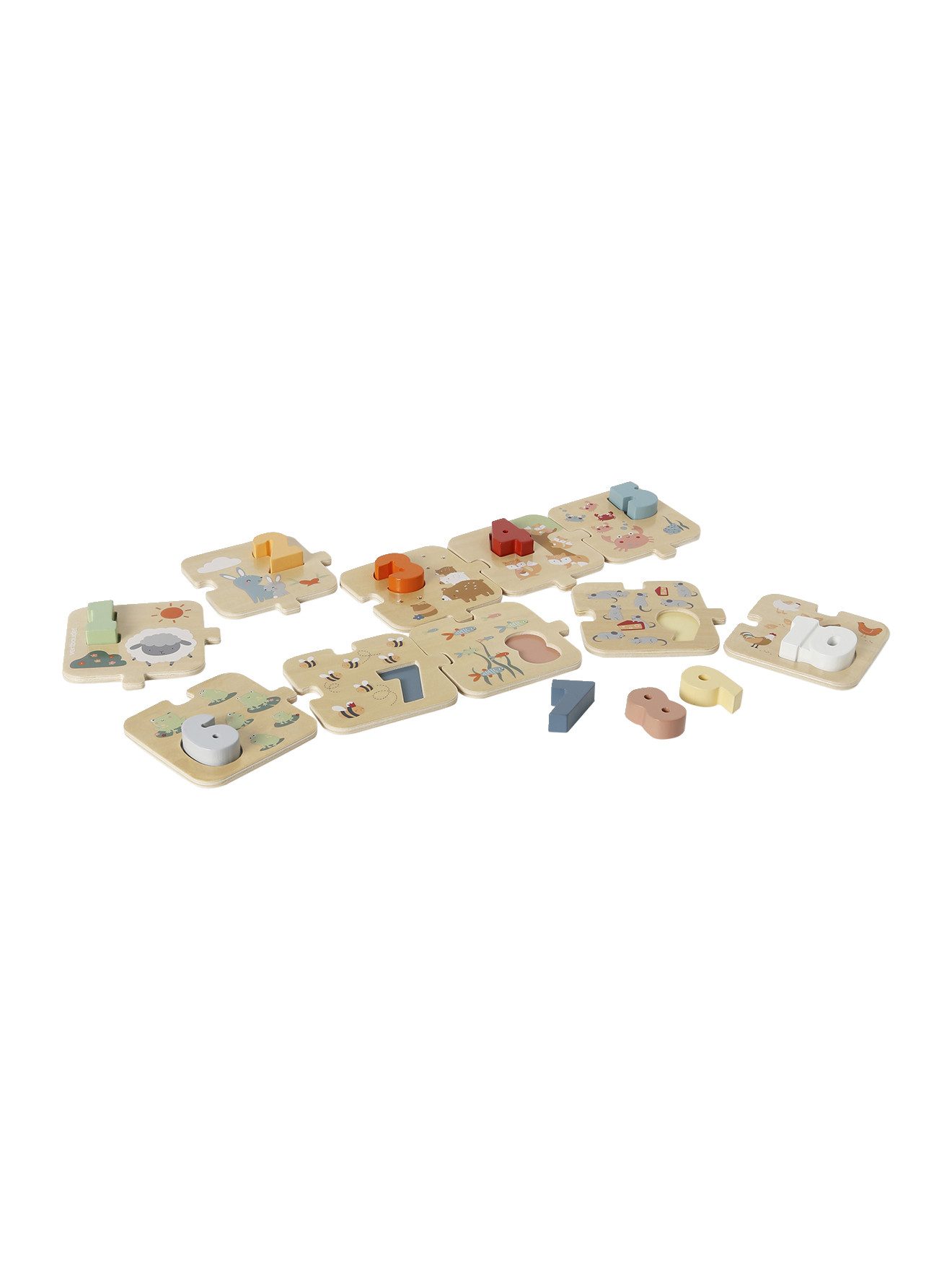 vertbaudet Puzzle 2-in-1 Baby Zahlenpuzzle aus Holz FSC®, Puzzleteile