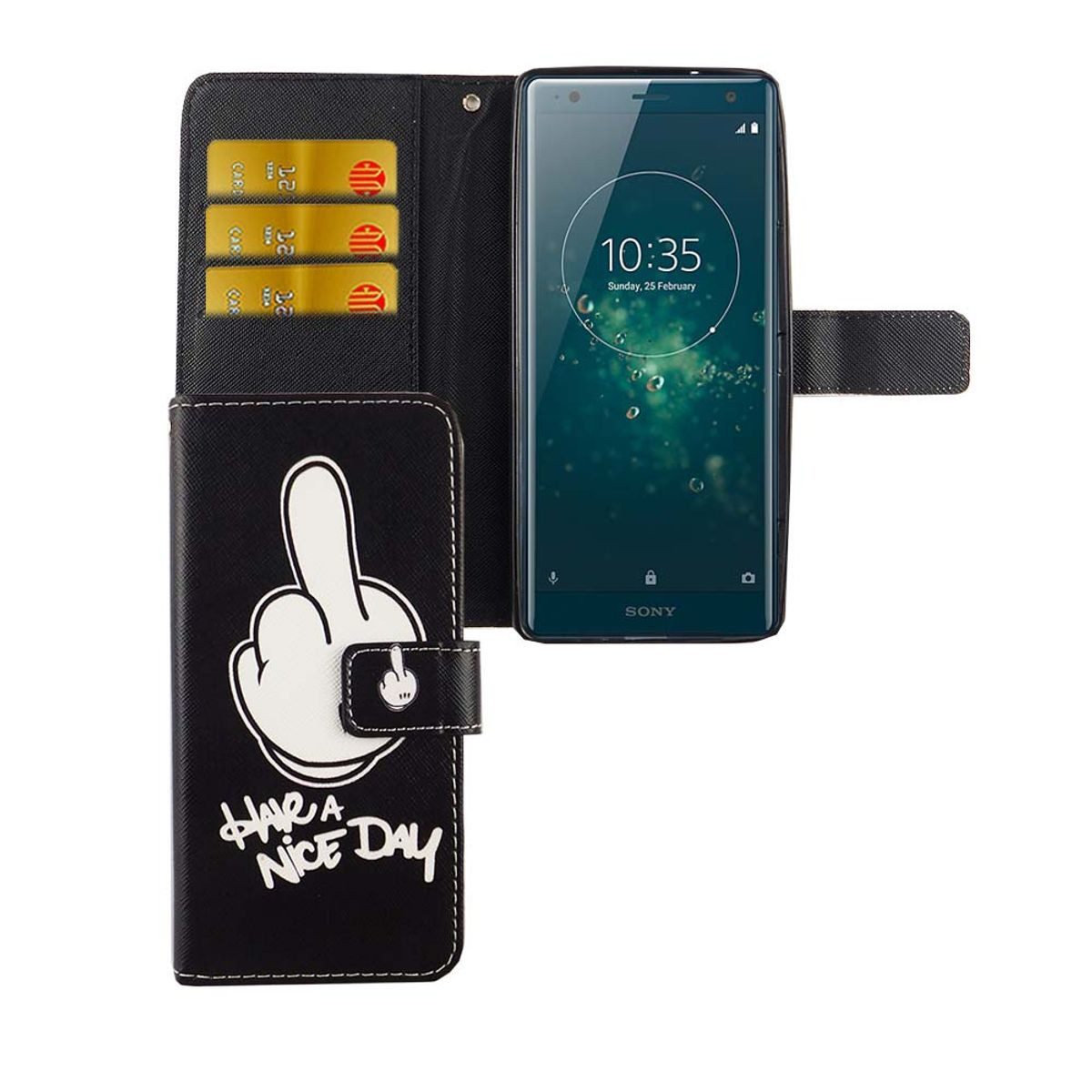 König Design Handyhülle Sony Xperia XZ2, Sony Xperia XZ2 Handyhülle Bookcover Schwarz