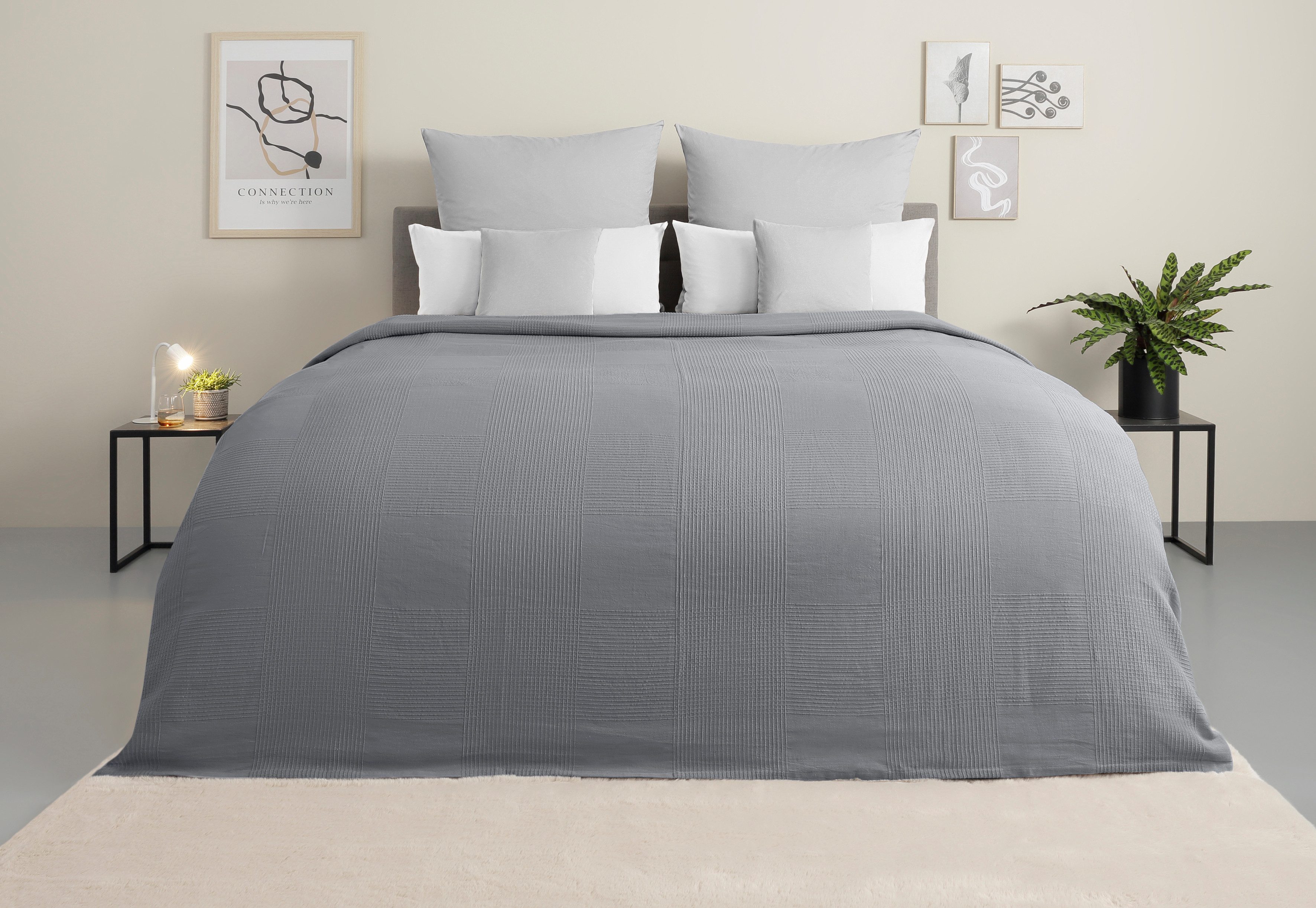 OTTO home Tagesdecke Mira, leichte Tagesdecke aus 100% Baumwolle, uni Überwurf, ohne Füllung