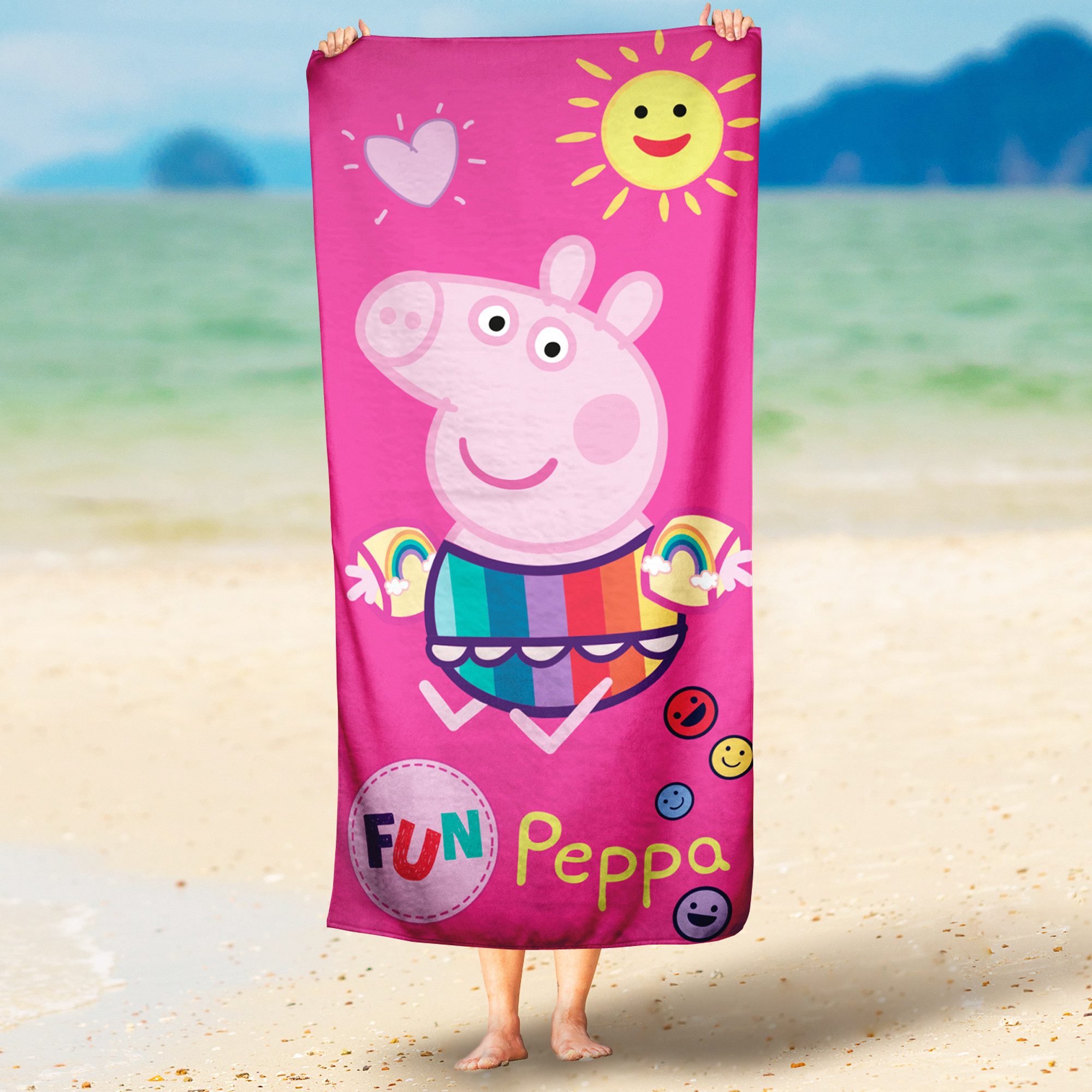 BERONAGE Strandtücher Peppa Wutz Pig Badetuch Beach Fun 60x120 cm, 100% Bau günstig online kaufen