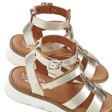 LASCANA Sandale Sandalette, Sommerschuh aus Leder mit leichter Plateausohle