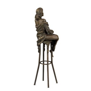 Moritz Dekofigur Bronzefigur Frau auf einem Barhocker, Bronzefigur Figuren Skulptur für Regal Vitrine Schreibtisch Deko