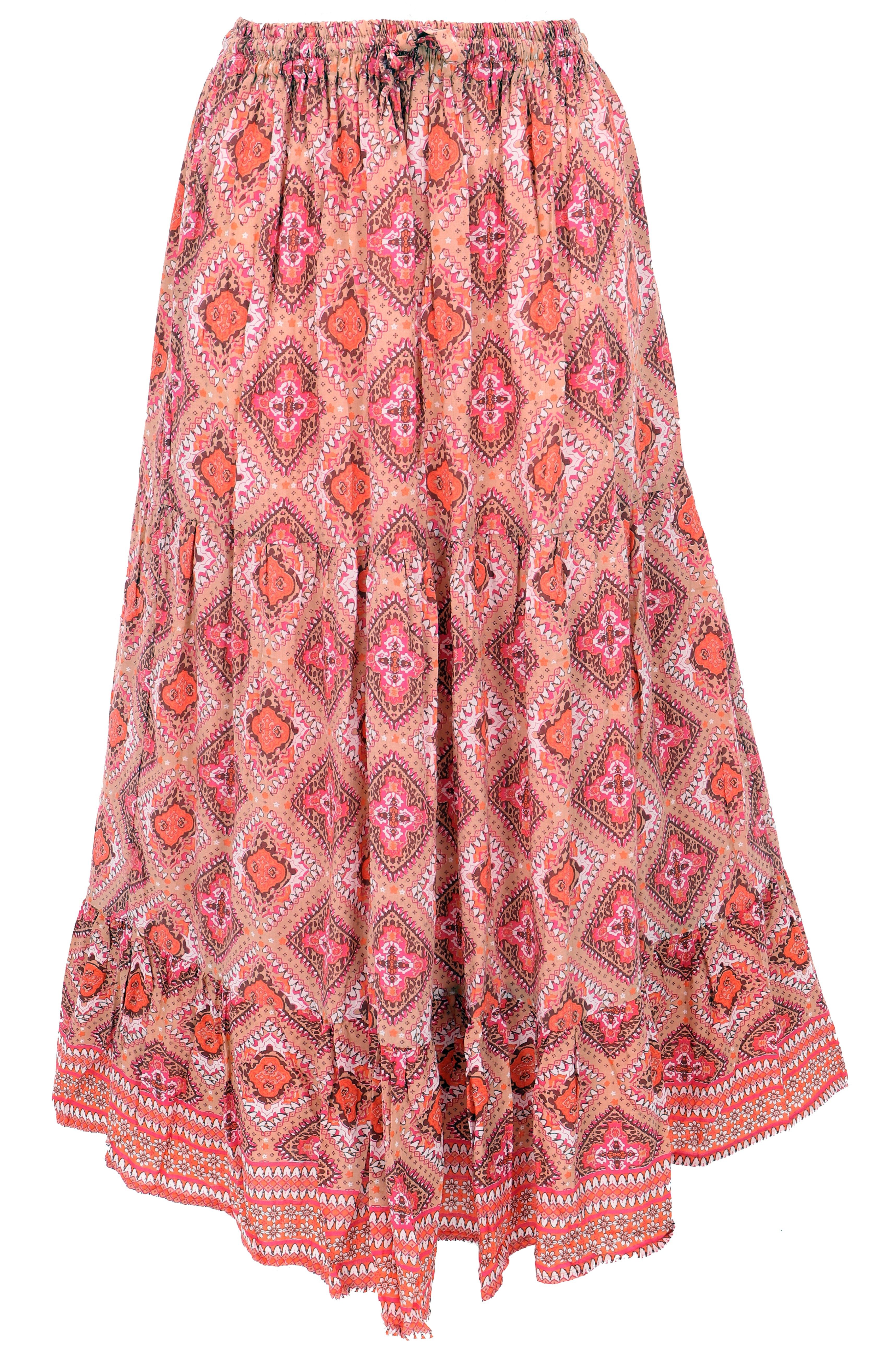 Guru-Shop Minirock Maxirock Batik, langer Sommerrock, farbenfroher.. alternative Bekleidung