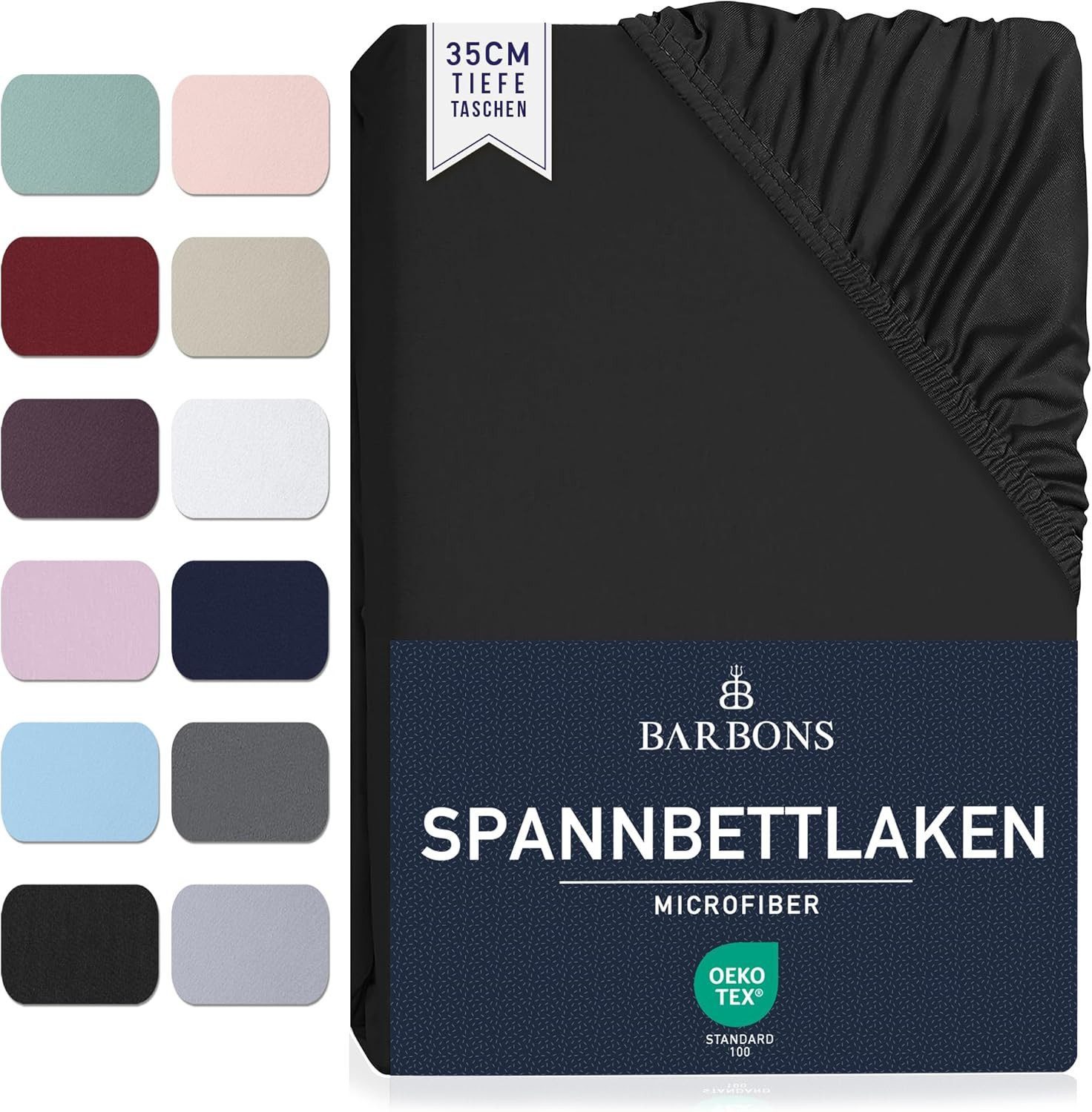 BARBONS Spannbettlaken Spannbetttuch für Matratzen Topper 35 cm Tiefe Elastisches Bettlaken, Gummizug: Rundumgummizug, (1 Stück), Mikrofaser Gebürstete Polyester Rundumgummizug weich pflegeleicht von BARBONS