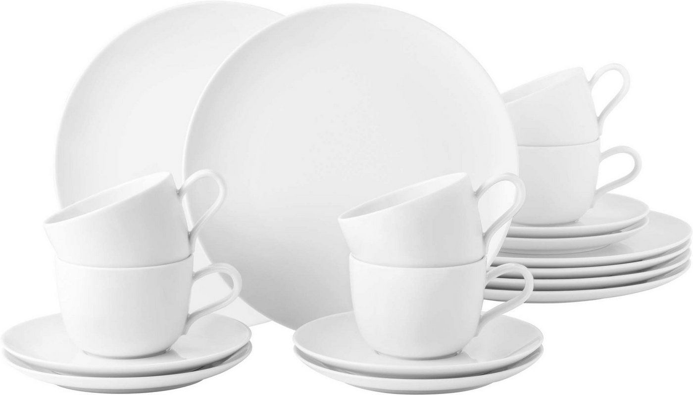 Seltmann Weiden Kaffeeservice Geschirr-Set, Service Liberty (18-tlg), 6 Personen, Porzellan, Teller Set, Tassen, weiß, Made in Germany, 18 …