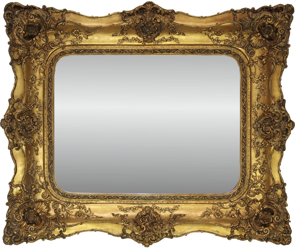 Casa Padrino Barockspiegel Barock Spiegel Gold Antik Stil mit Doppelrahmen - 120 x 105 cm - Edel & Prunkvoller Wandspiegel