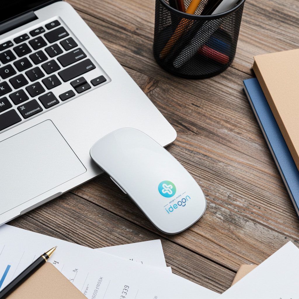 shop'n smile ideoon Ultraschlanke Bluetooth Maus mit Akku kabellose wiederaufladbare PC Maus (Bluetooth, Bluetooth 5.1, kompakt 11,3x5,7x2,2 cm, 500 mAh 3,7 V Akku)