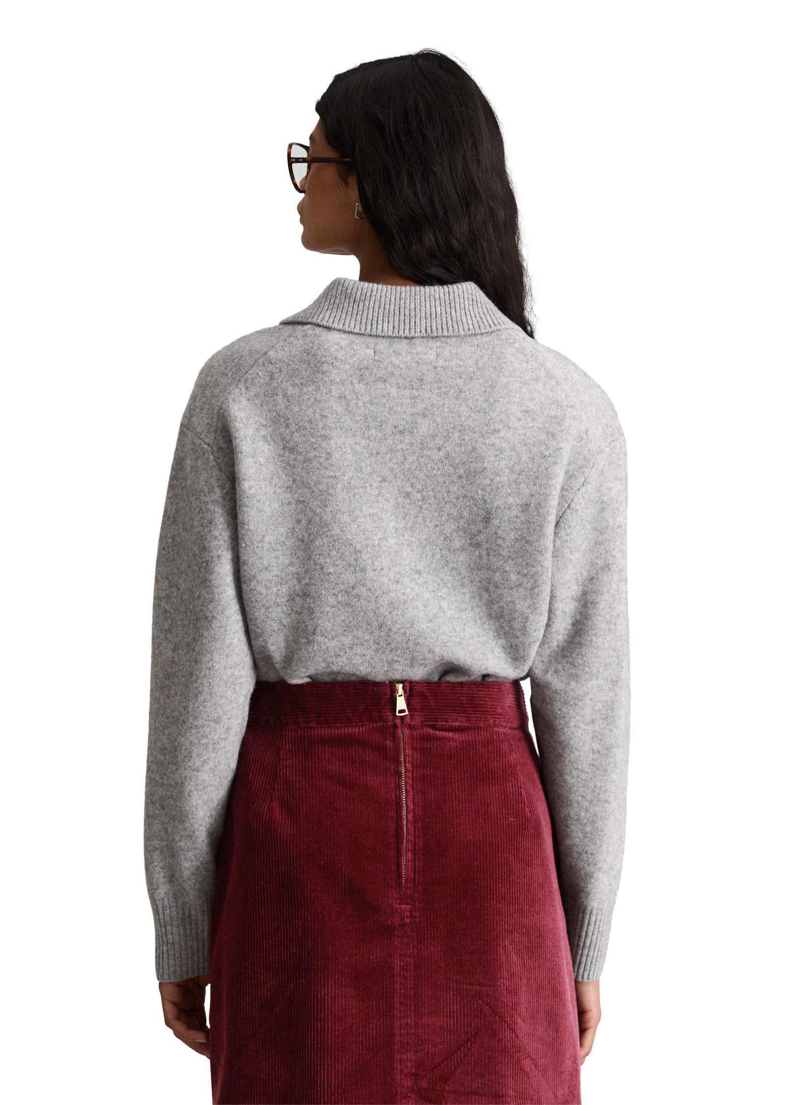 Marc O'Polo DENIM Langarm-Poloshirt aus softer Schurwolle
