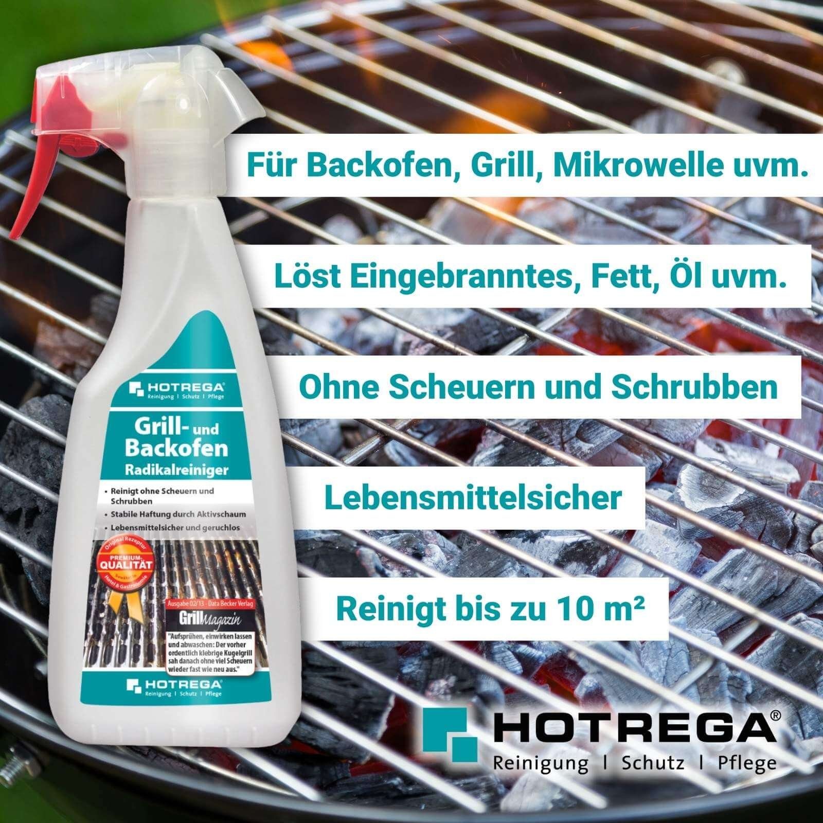 HOTREGA® Backofenreiniger Grillreiniger Radikalreiniger Ofen 500ml + Handschuhe Backofenreiniger