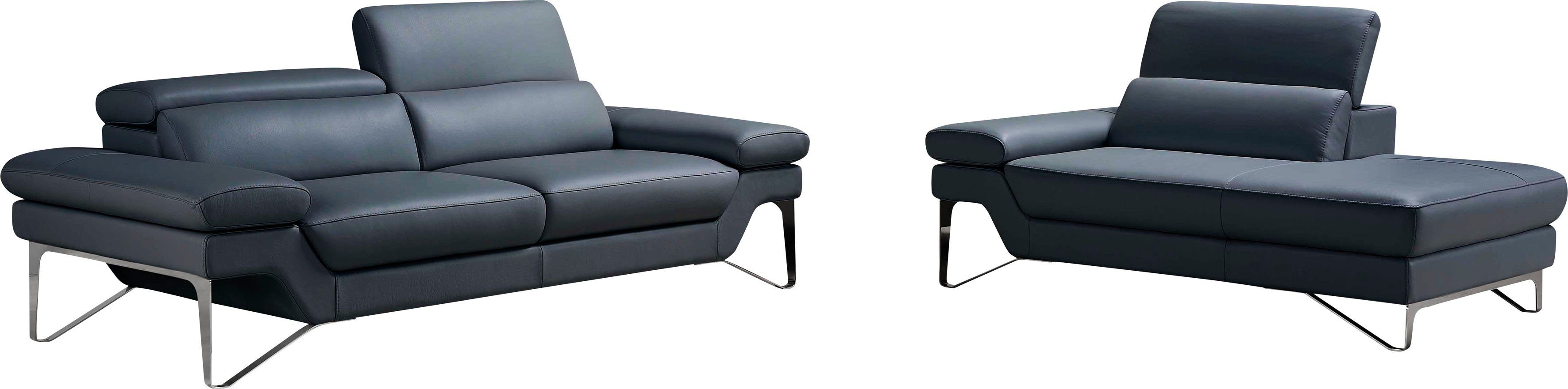 Egoitaliano Polstergarnitur Princess Design und Sitzkomfort im Einklang, bequem und hochwertig, Set aus 2,5 Sitzer und Ottomane, Kopfstützen manuell verstellbar