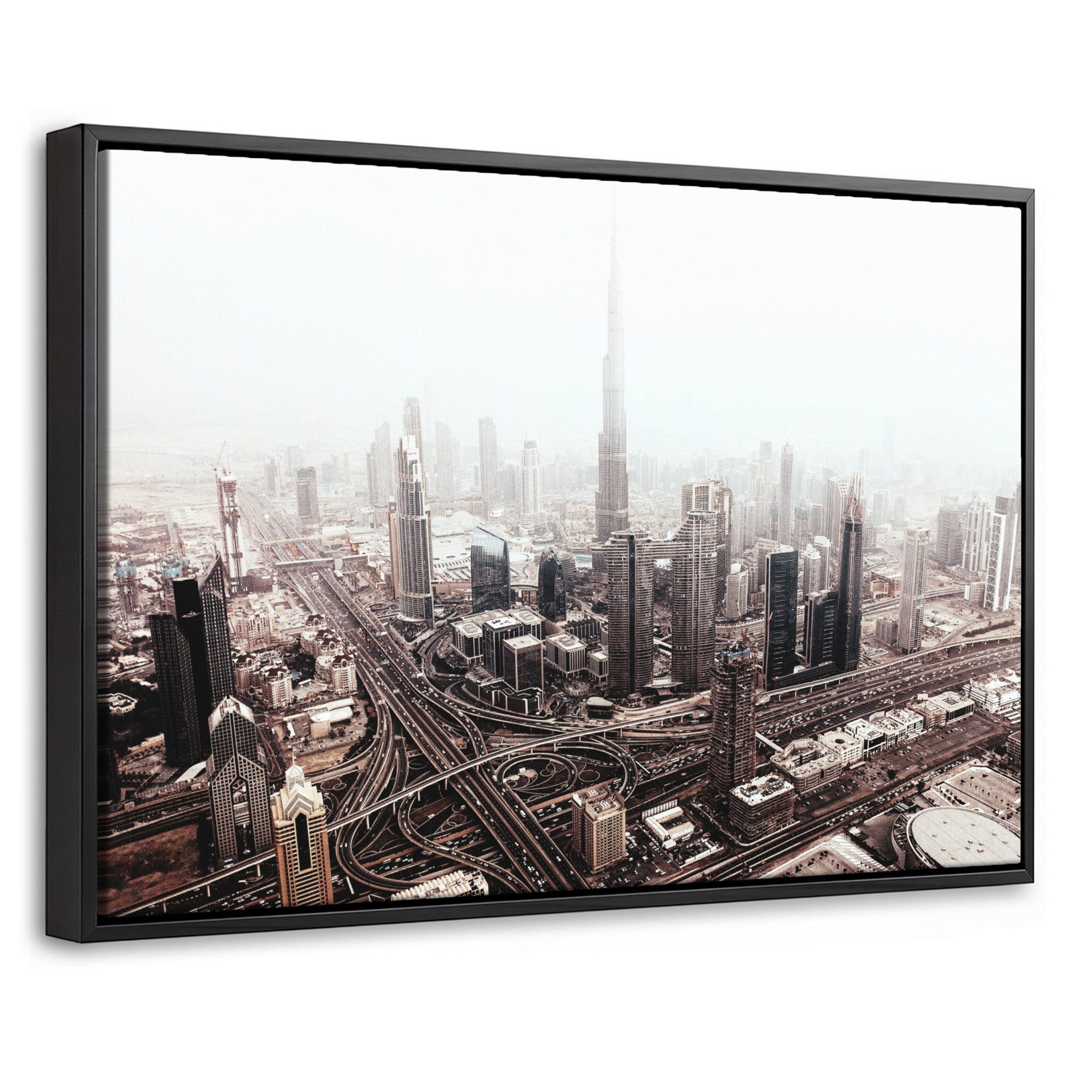 OneMillionCanvasses® Leinwandbild mit Rahmen - Stadt - Architektur - Gebäude - Schwarz und weiß, Fotodruck (1 St), Bilder, Zimmer Wand Bild Dekoration 30x20cm