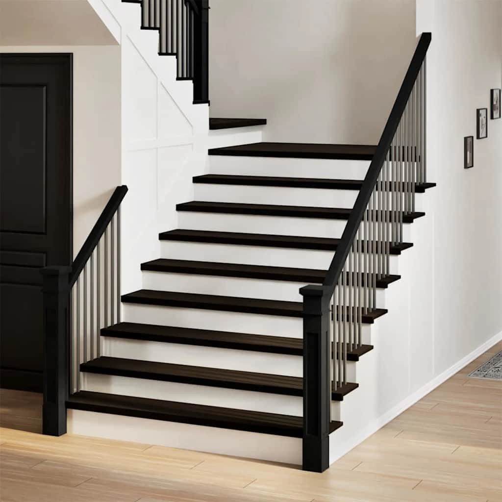 vidaXL Stufenmatte Treppenstufen 12 Stk. Braun-Schwarz 110x30x2 cm Massivholz Eiche, Rechteckig, Höhe: 2 mm