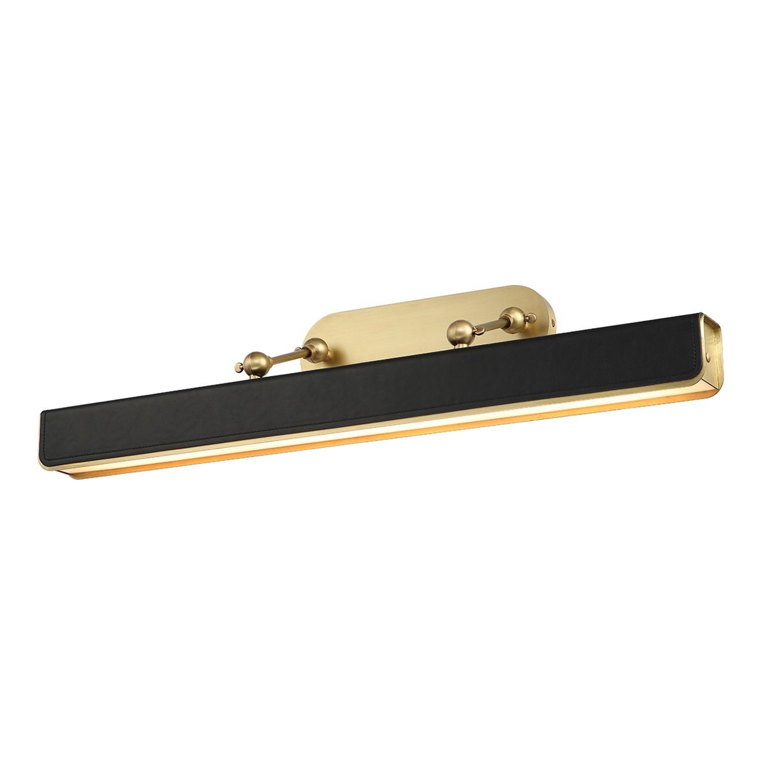 Licht-Erlebnisse Bilderleuchte KELLAN, LED, Warmweiß, LED groß 80 cm breit Metall Kunstleder in Messing Antik Schwarz 2575 K