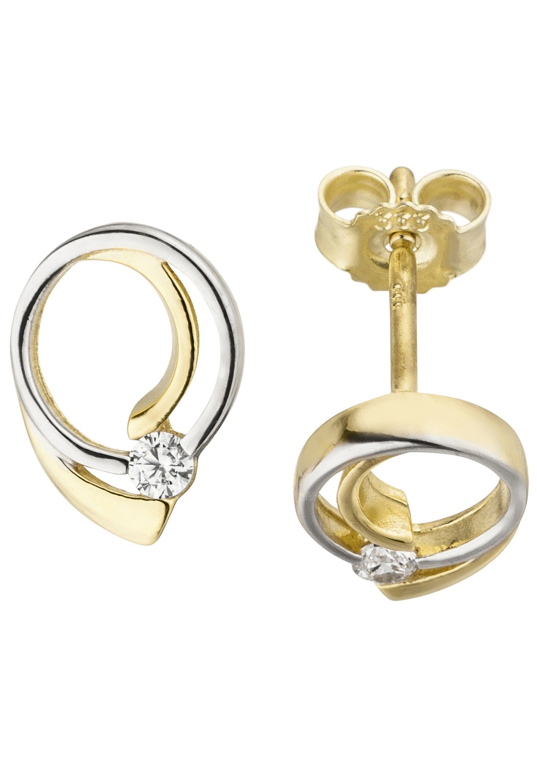 JOBO Paar Ohrstecker, 333 Gold bicolor mit Zirkonia günstig online kaufen