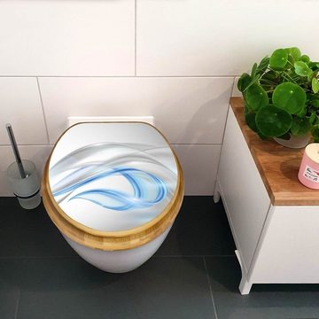 banjado WC-Sitz Bambus2 Motiv Blauer Schleier (umweltfreundliches Material, integrierte Absenkautomatik), 44 x 38 x 5 cm