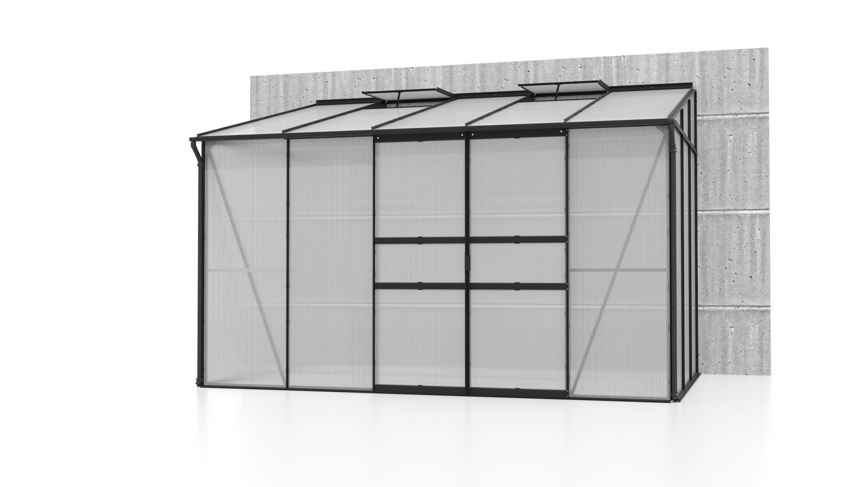 Gewächshaus 6500 HKP Ida 4mm Alu Schwarz mit 2 Fenster