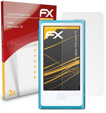 atFoliX Schutzfolie für Apple iPod nano 7G, (3 Folien), Entspiegelnd und stoßdämpfend